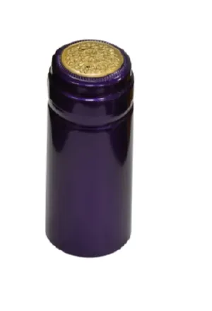 North Mountain Supply Premium PVC Heat Shrink Capsules with Tear Tabs for Wine Bottles - 80 Count - Purple with Gold Top