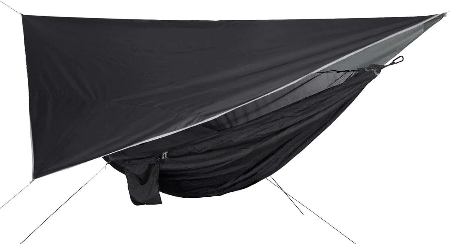 Nylon Hammock with Canopy and Net Tent Tarp for Outdoor Use, Black and Black