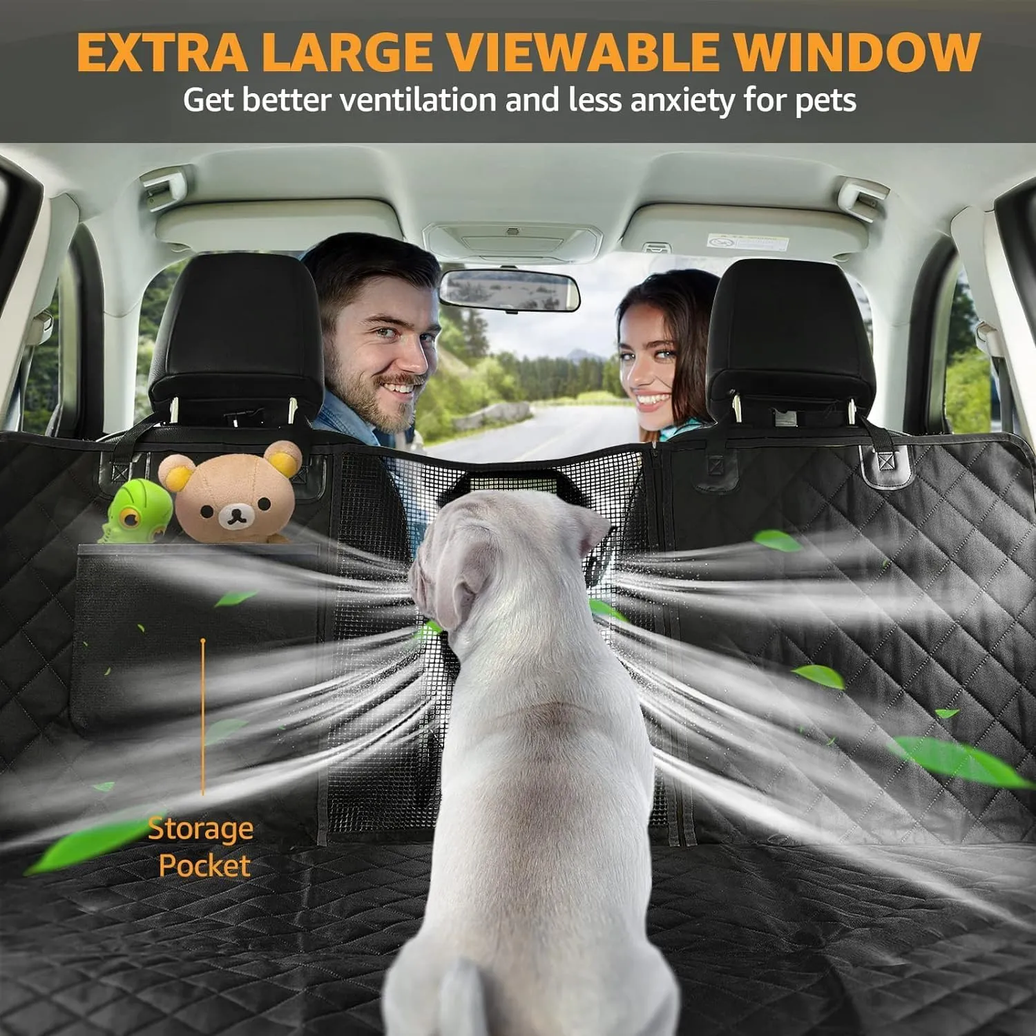 nzonpet Dog Car Seat Covers for Backseat, 100% Waterproof with Big Mesh Window, XL Nonslip Scratchproof Dog Truck Hammock, Heavy Duty Seat Covers for Full Sized Pickup Trucks F150- Black
