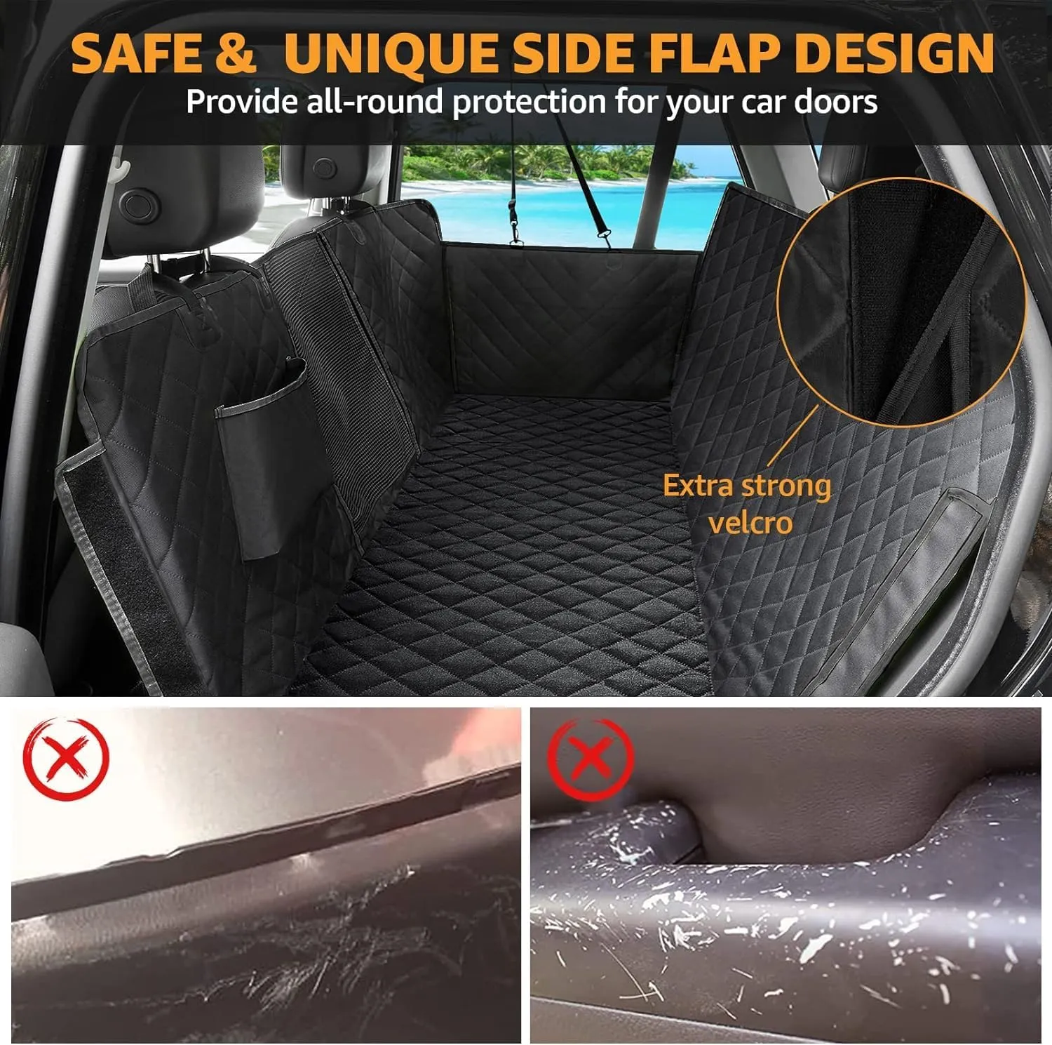 nzonpet Dog Car Seat Covers for Backseat, 100% Waterproof with Big Mesh Window, XL Nonslip Scratchproof Dog Truck Hammock, Heavy Duty Seat Covers for Full Sized Pickup Trucks F150- Black