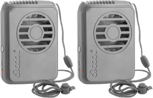 O2COOL Personal Travel Rechargeable Battery Powered Neck Cooling Fan, 2-Pack (Grey)