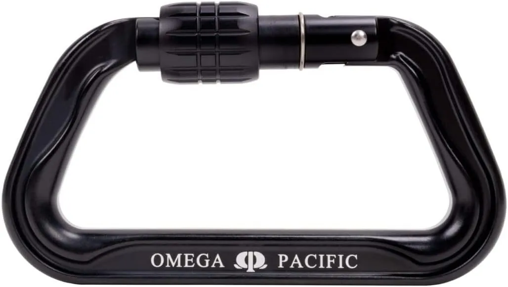 Omega Pacific Standard D Carabiner - Aluminum NFPA 2500 Technical Use, 33kN Strength, Screw-Lok Gate, 4.21-Inch Climbing Hardware, Keylock Design
