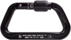 Omega Pacific Standard D Carabiner - Aluminum NFPA 2500 Technical Use, 33kN Strength, Screw-Lok Gate, 4.21-Inch Climbing Hardware, Keylock Design
