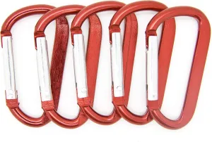 ONDEPOT 2 1/4 inch Red Key Carabiner Clip Aluminum Bulk D Clip for Belt 100 pcs