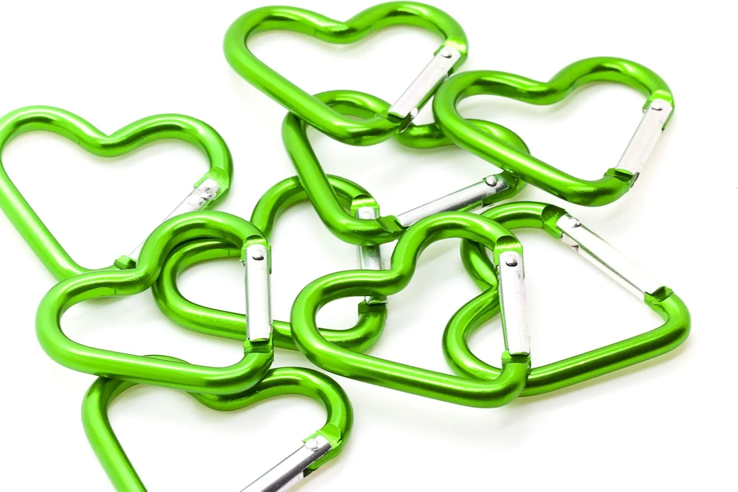 ONDEPOT Pack 100 Heart Shaped Aluminum Alloy Keychain Clip Carabiner Hook Key Holder
