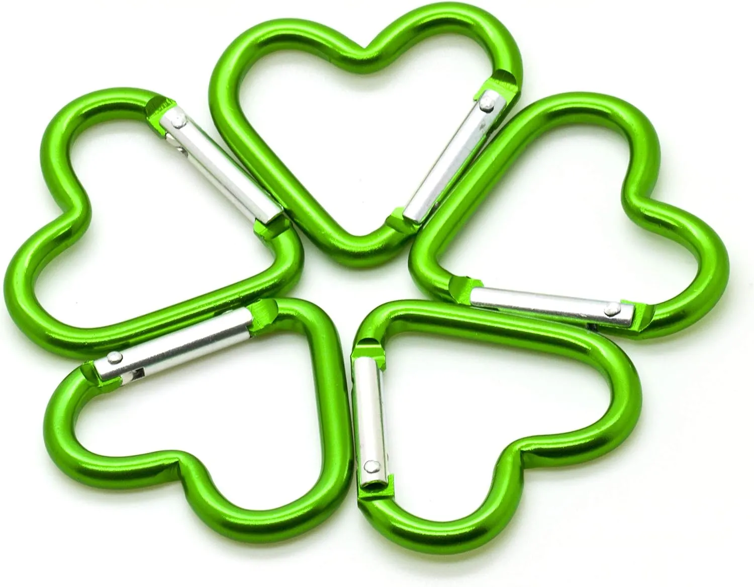 ONDEPOT Pack 100 Heart Shaped Aluminum Alloy Keychain Clip Carabiner Hook Key Holder