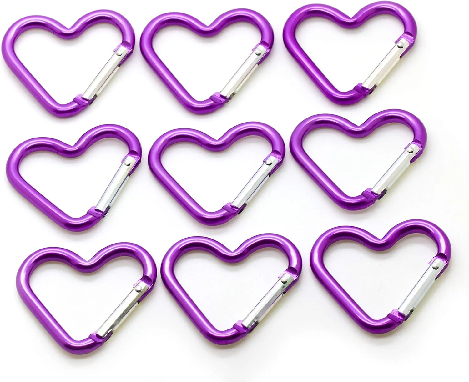 ONDEPOT Pack 50 Heart Shaped Aluminum Alloy Keychain Clip Carabiner Hook Key Holder