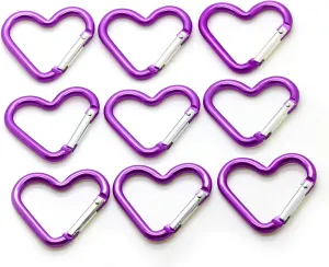ONDEPOT Pack 50 Heart Shaped Aluminum Alloy Keychain Clip Carabiner Hook Key Holder