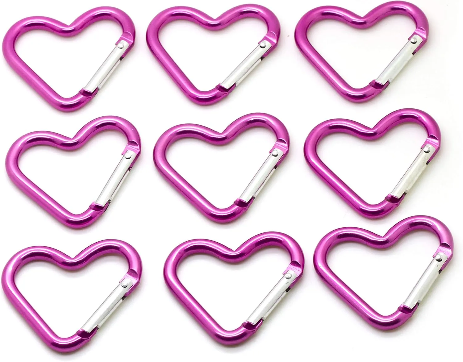 ONDEPOT Pack 50 Heart Shaped Aluminum Alloy Keychain Clip Carabiner Hook Key Holder