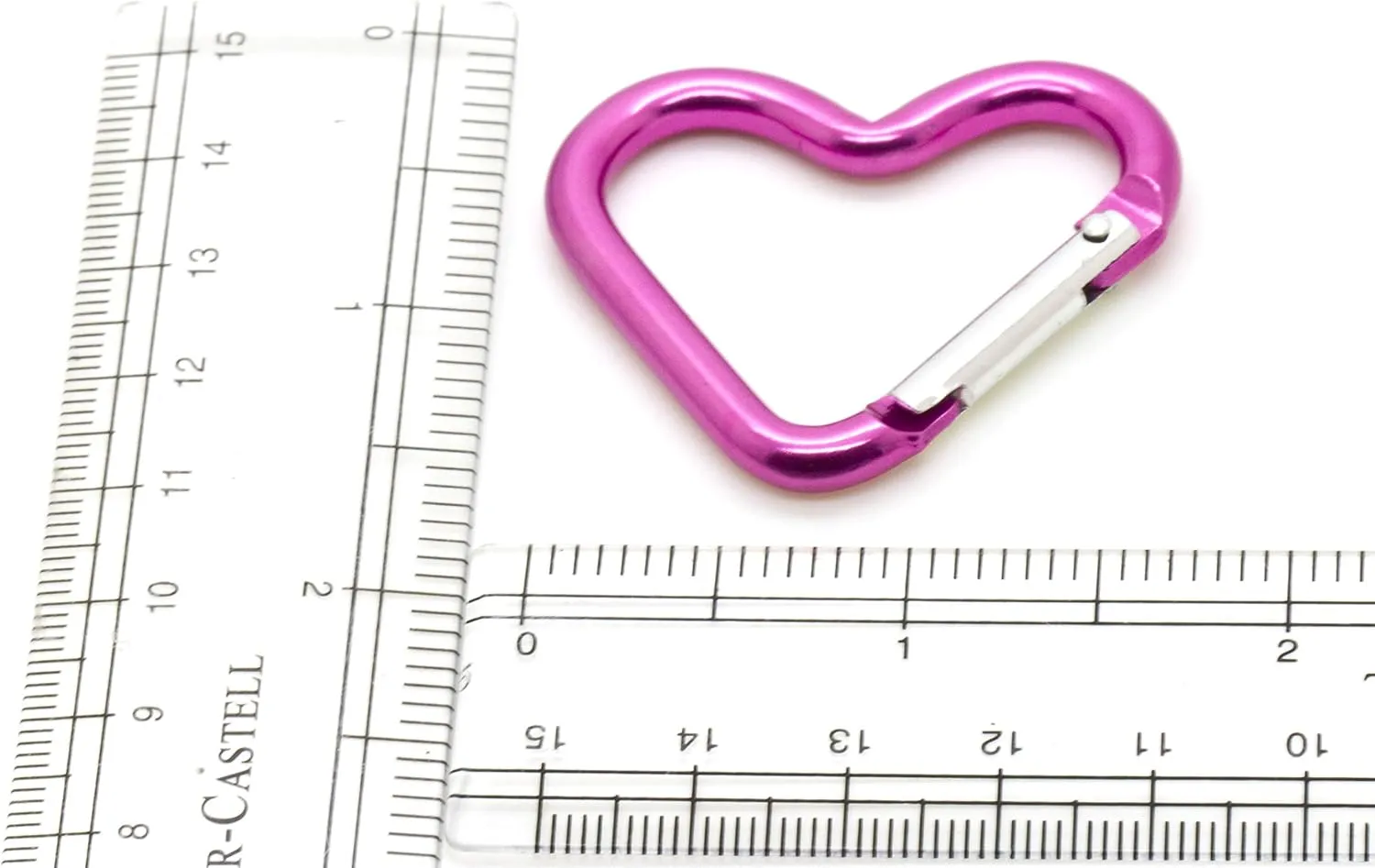 ONDEPOT Pack 50 Heart Shaped Aluminum Alloy Keychain Clip Carabiner Hook Key Holder