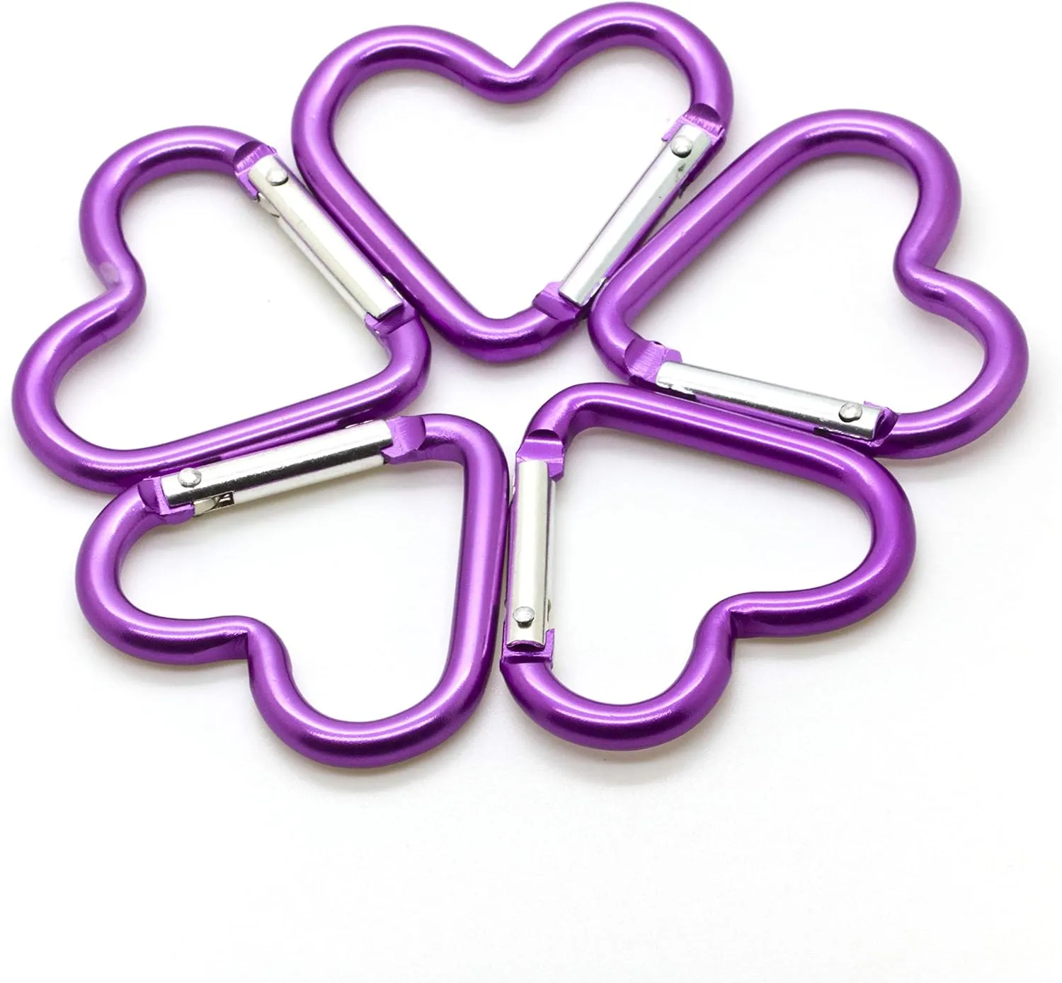 ONDEPOT Pack 50 Heart Shaped Aluminum Alloy Keychain Clip Carabiner Hook Key Holder
