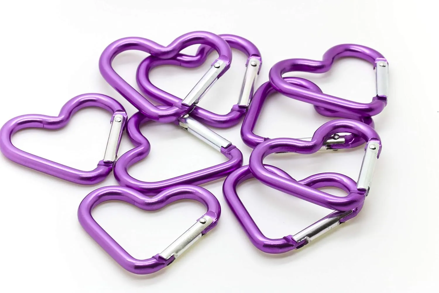 ONDEPOT Pack 50 Heart Shaped Aluminum Alloy Keychain Clip Carabiner Hook Key Holder