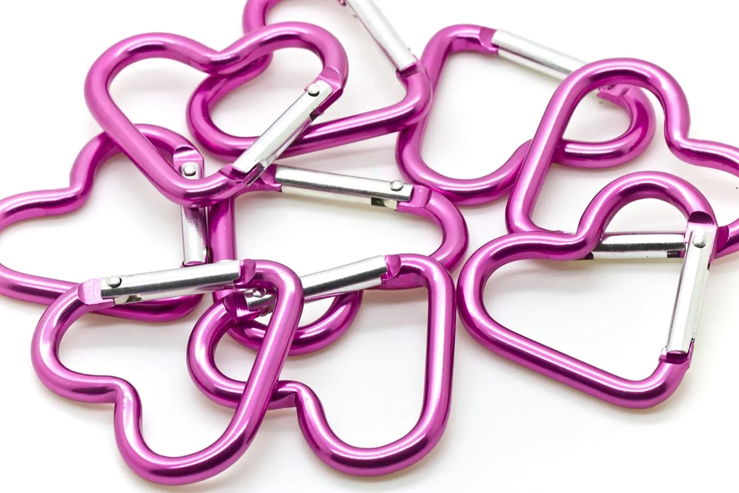 ONDEPOT Pack 50 Heart Shaped Aluminum Alloy Keychain Clip Carabiner Hook Key Holder