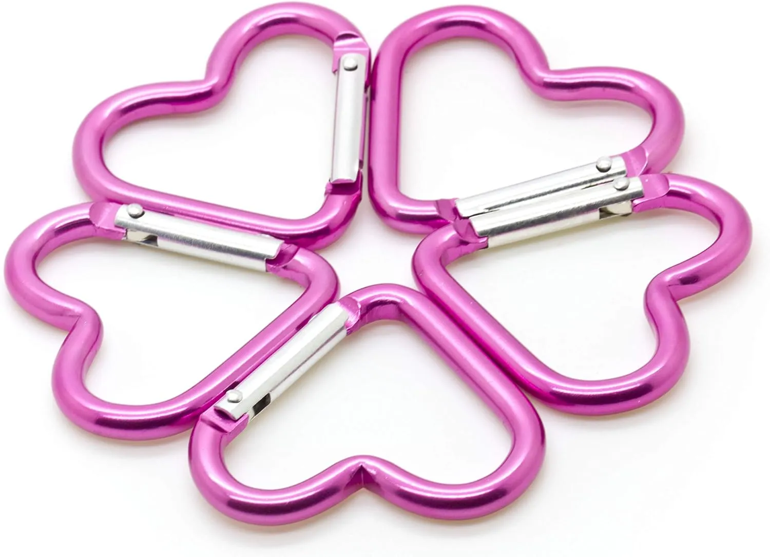 ONDEPOT Pack 50 Heart Shaped Aluminum Alloy Keychain Clip Carabiner Hook Key Holder