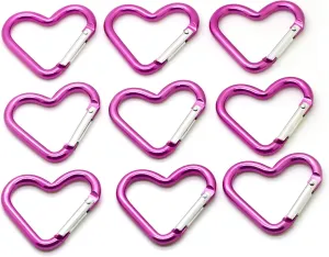 ONDEPOT Pack 50 Heart Shaped Aluminum Alloy Keychain Clip Carabiner Hook Key Holder