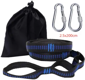 One Pair Tree Swing Hanging Kit Hammock Straps Camping 350 KG Load Capacity Rope Carabiner OutDoor Hiking Hammock Hanging Belt