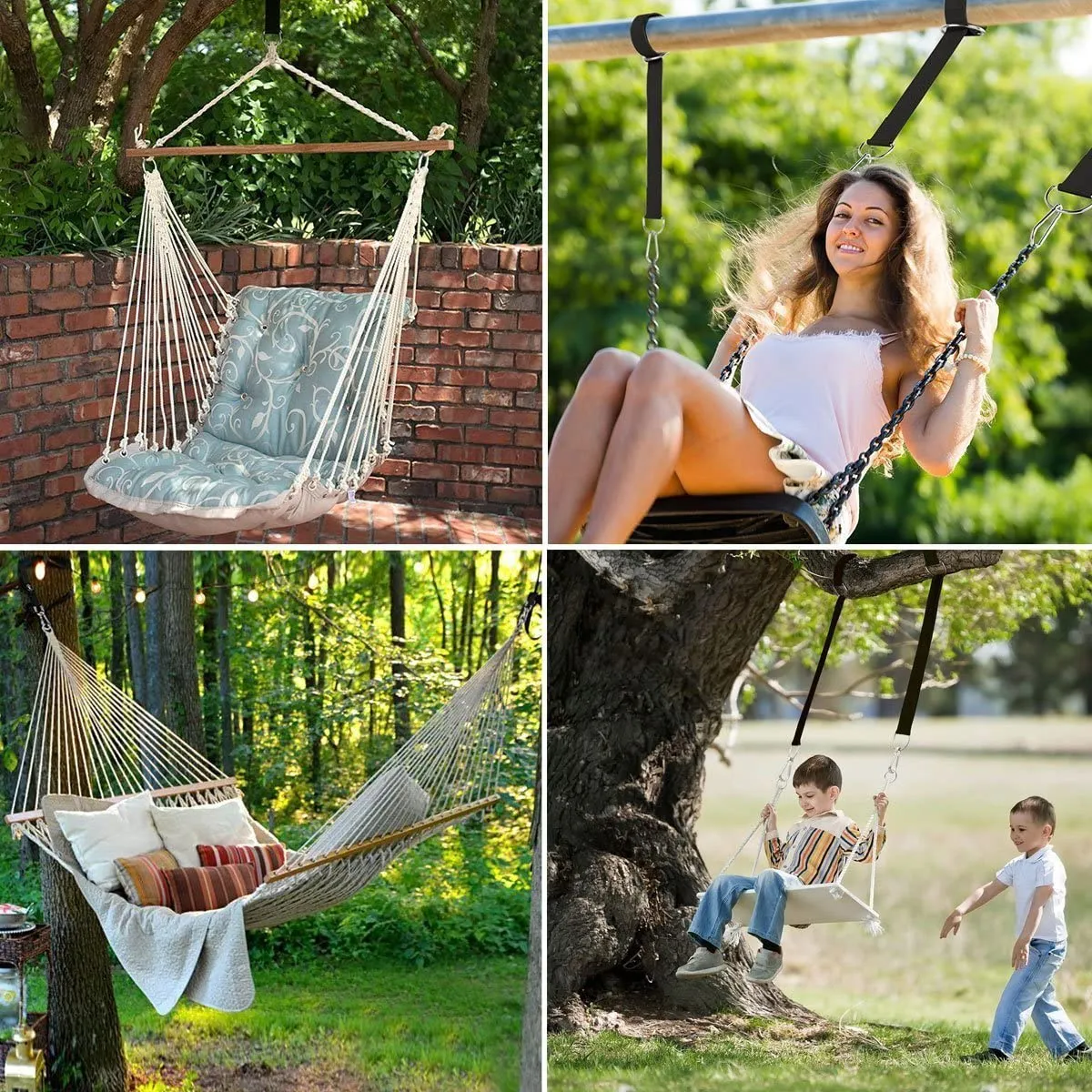 One Pair Tree Swing Hanging Kit Hammock Straps Camping 350 KG Load Capacity Rope Carabiner OutDoor Hiking Hammock Hanging Belt