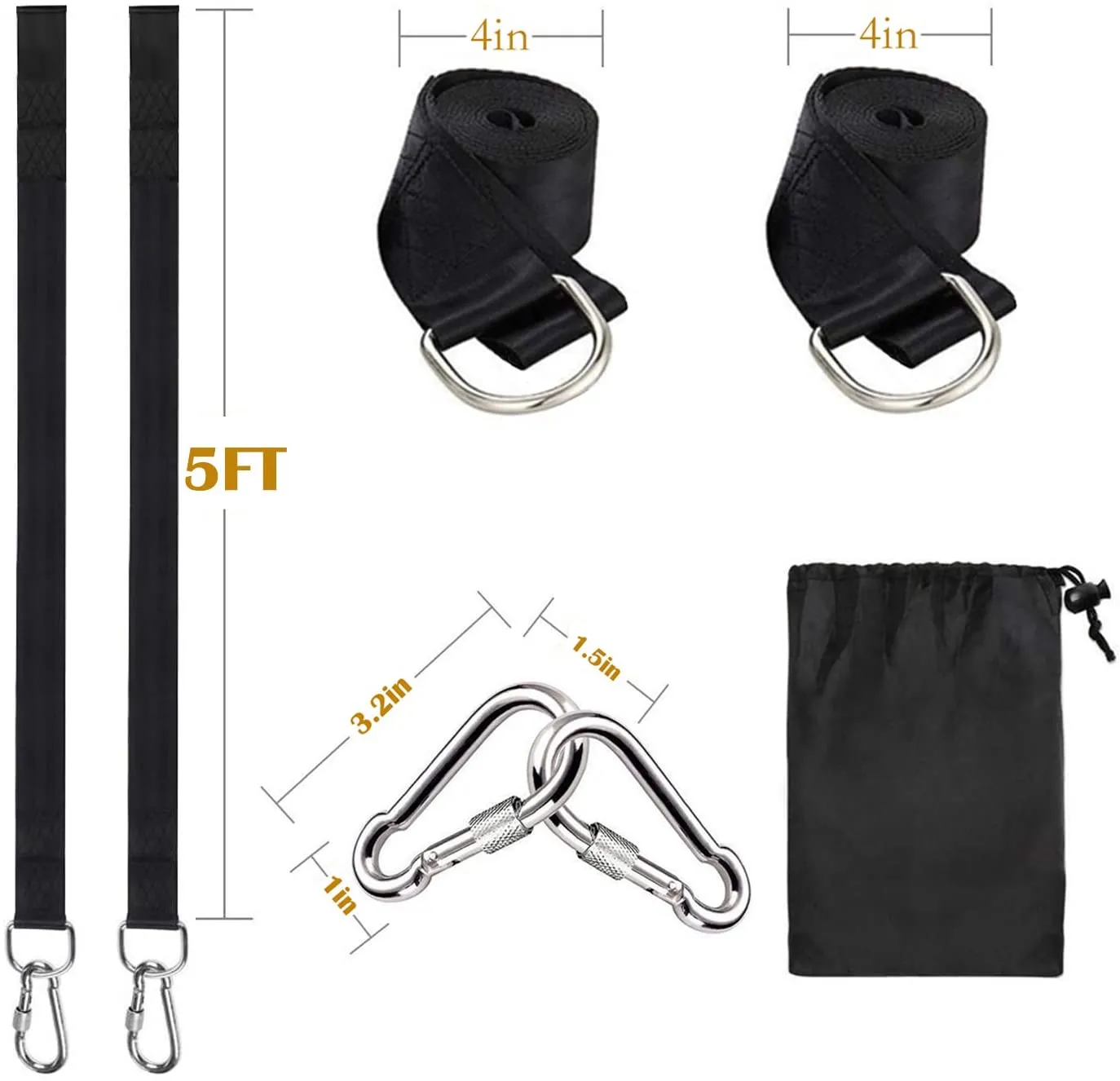 One Pair Tree Swing Hanging Kit Hammock Straps Camping 350 KG Load Capacity Rope Carabiner OutDoor Hiking Hammock Hanging Belt