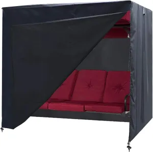 Ourdoor Swing Cove, 3 Triple Seater Hammock Cover Garden Swing Cover Garden Hammock Glider Chair Cover Outdoor Swing Cover UV Resistant Swing Canopy Cover (100 * 59 * 72) inch Black