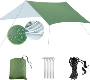 Ourdoors Hammock Rain Fly Waterproof,Lightweight Inner Silver Coating Hammock Tarp for Camping, Backpacking, Hiking (Color : Green, Size : 300 * 300CM)
