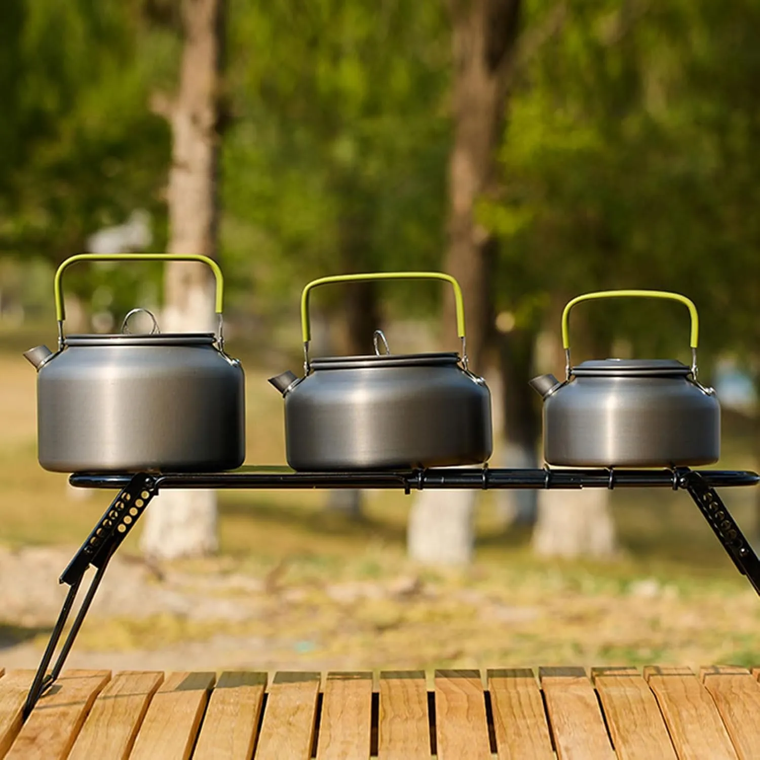 Outdoor Camping Coffee and Teas Kettle Portable Teapot Aluminum Alloys Camp Teas Coffee Pots Water Boilers for Picnics