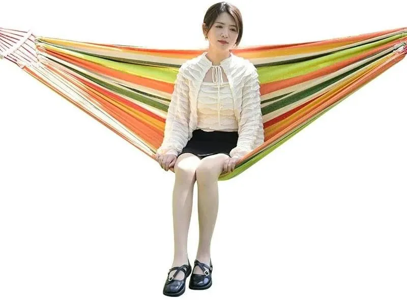 Outdoor Camping Equipment Colored Double Canvas Hammock Dormitory Chair Anti Rollover Hammock