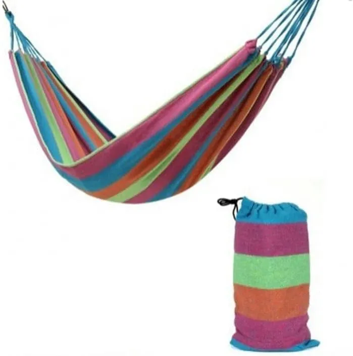 Outdoor Camping Equipment Colored Double Canvas Hammock Dormitory Chair Anti Rollover Hammock