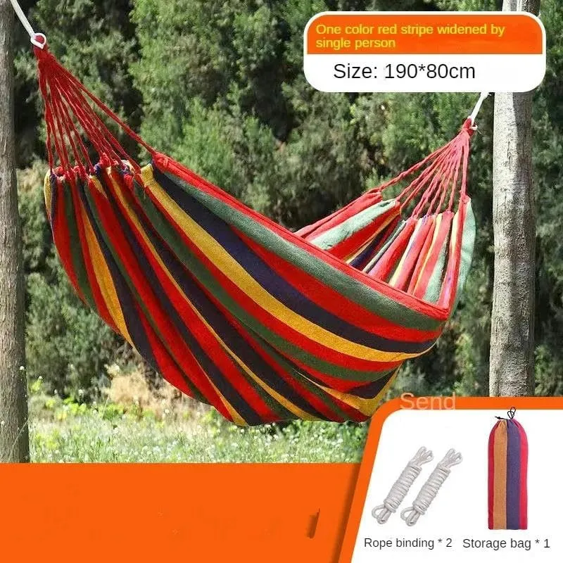 Outdoor Camping Equipment Colored Double Canvas Hammock Dormitory Chair Anti Rollover Hammock