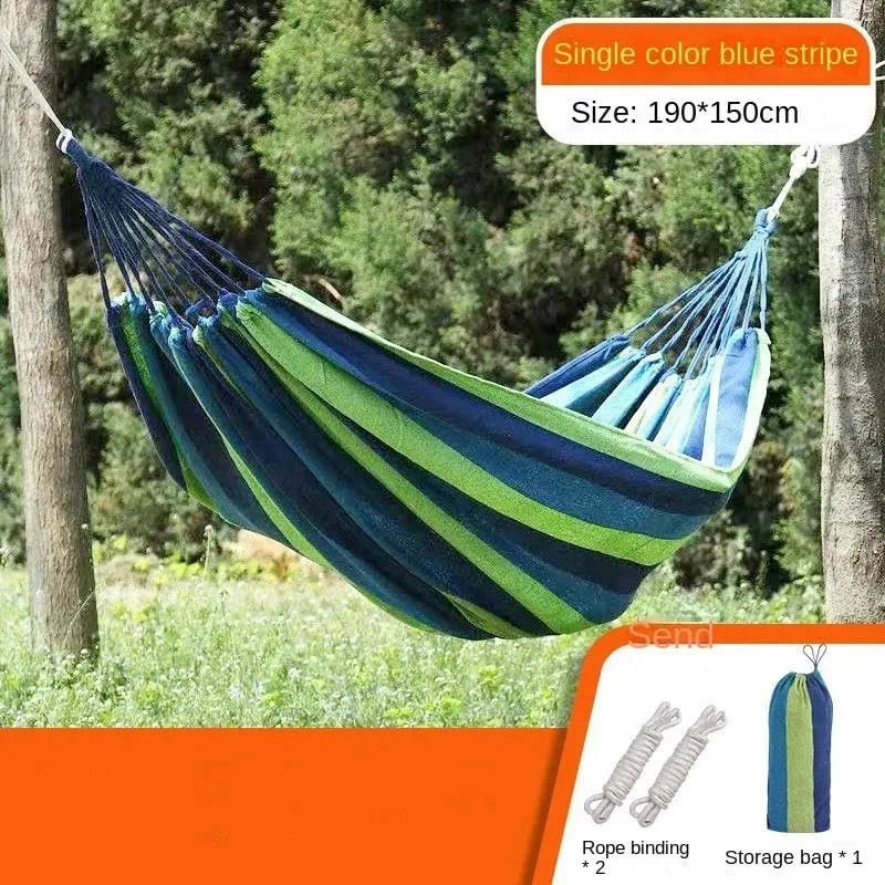 Outdoor Camping Equipment Colored Double Canvas Hammock Dormitory Chair Anti Rollover Hammock