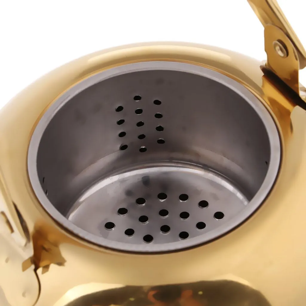 Outdoor Camping Stainless Steel Tea Kettle Coffee Pot(Gold,2L)
