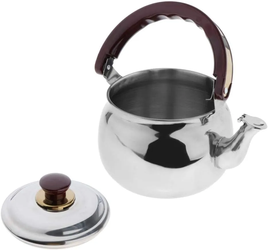 Outdoor Camping Stainless Steel Whistling Kettle Kitchen Tea Pot, 1.8L