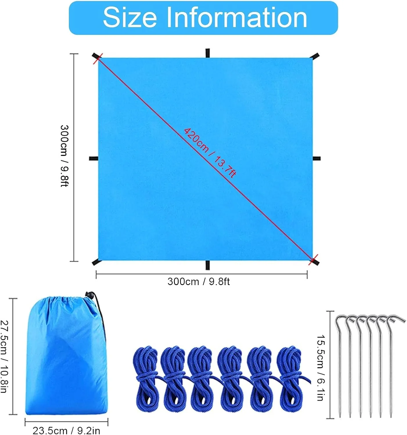 Outdoor Camping Waterproof Tarp Hammock Sunshade Tent Rain Shelter Multifunctional Lightweight Hiking Picnic Tarpaulin Canopy(Color:E)