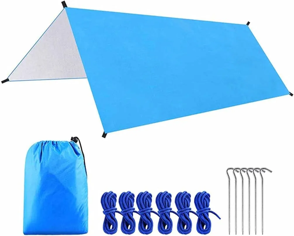 Outdoor Camping Waterproof Tarp Hammock Sunshade Tent Rain Shelter Multifunctional Lightweight Hiking Picnic Tarpaulin Canopy(Color:E)