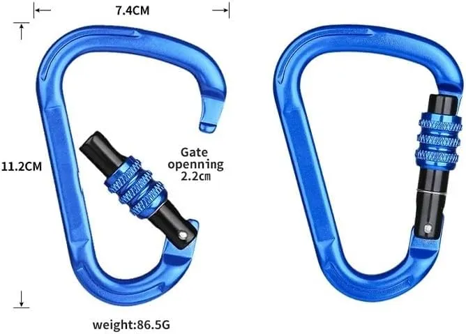 Outdoor Carabiner 25kN Connector Lock Spring-Loaded Gate Buckle Carabiner
