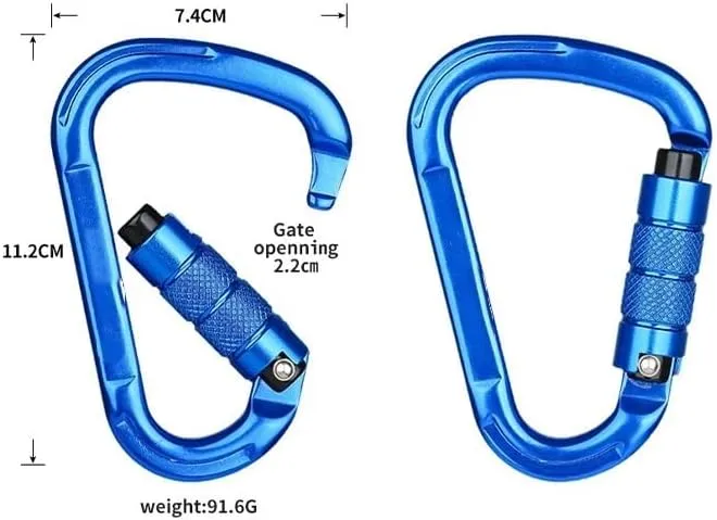 Outdoor Carabiner 25kN Connector Lock Spring-Loaded Gate Buckle Carabiner