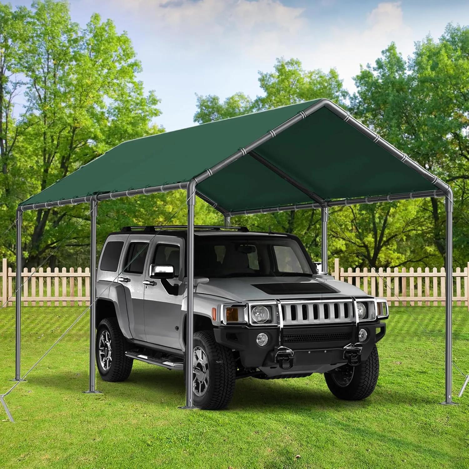 Outdoor Carport 10x20ft Heavy Duty Car Tent, Portable Garage Canopy Storage Shed, Car Shelter, All-Season Tarp Tent for Car, Party (GN)