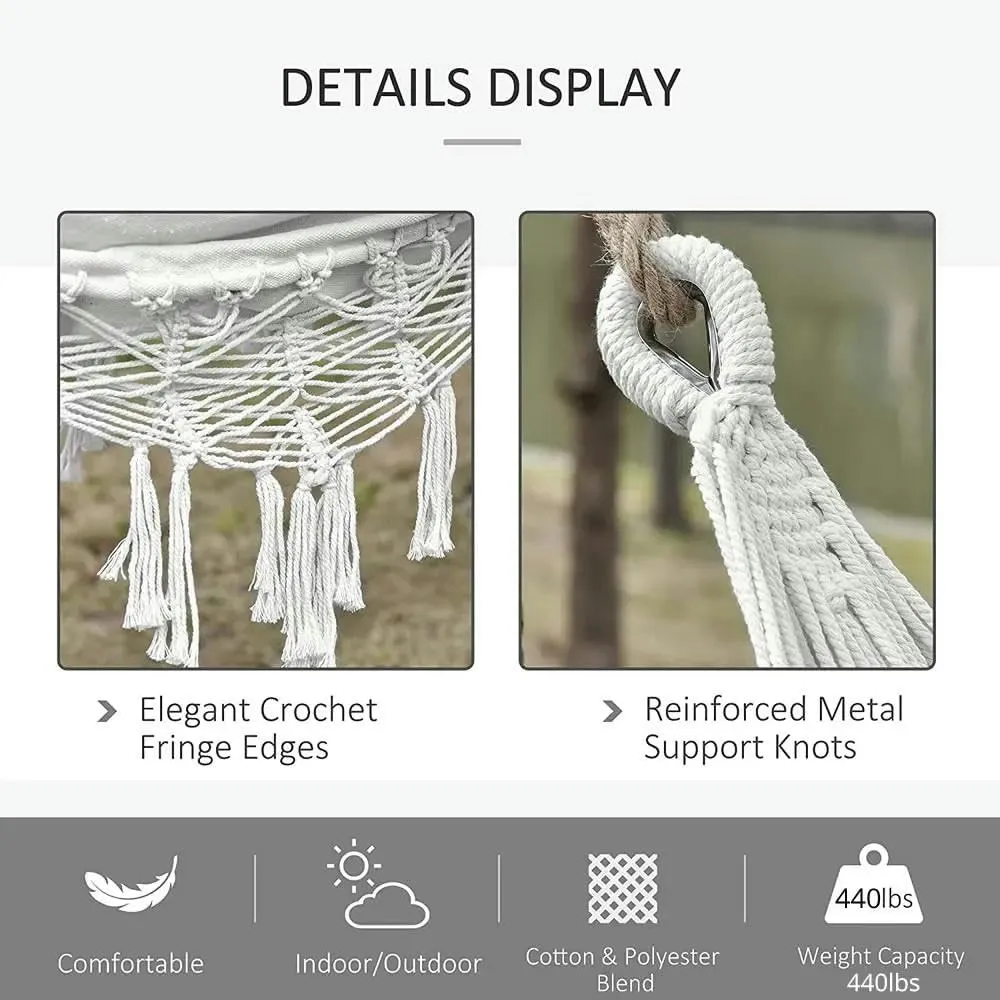 Outdoor Garden Hammock Tassel Canvas Small Tassel Pillow Hiking Camping Hunting Foldable Hammock