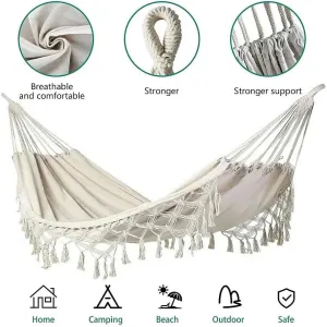 Outdoor Garden Hammock Tassel Canvas Small Tassel Pillow Hiking Camping Hunting Foldable Hammock