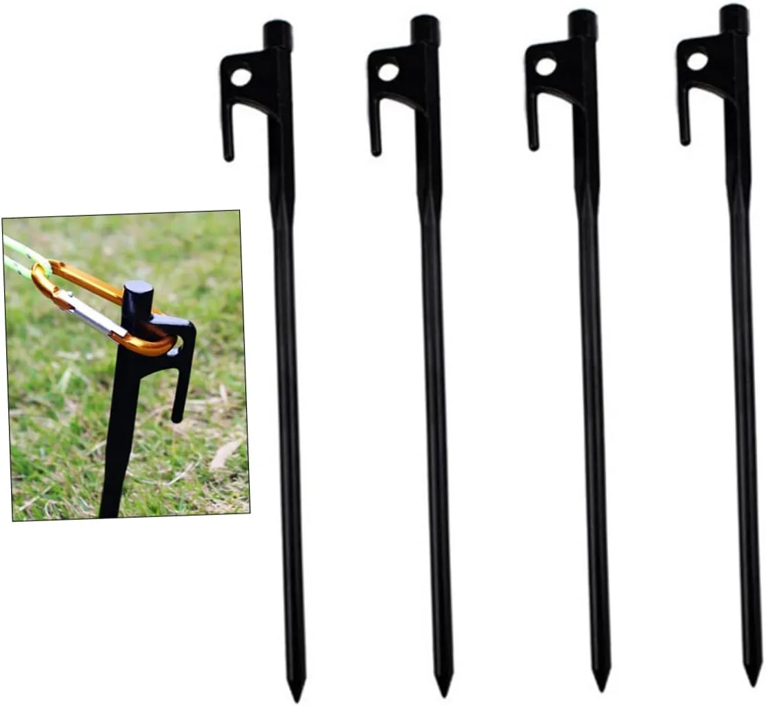 Outdoor Heavy Duty Ground Nails 4pcs Steel Tent Stakes Holes Ideal for Tarp Camping Canopy