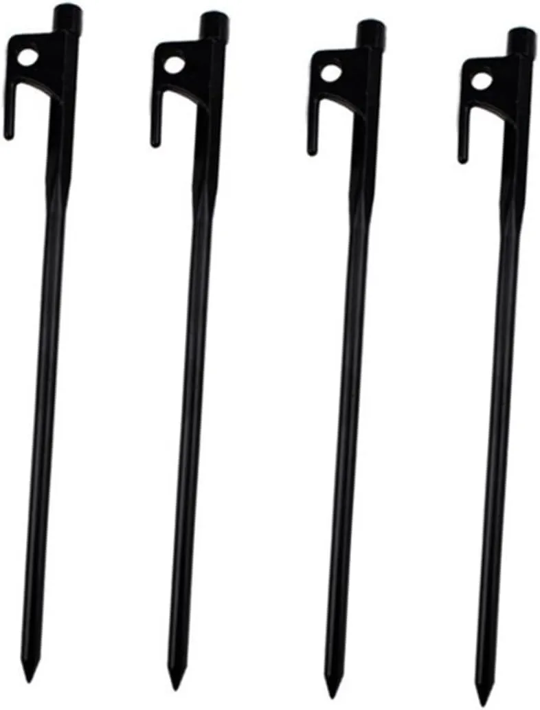 Outdoor Heavy Duty Ground Nails 4pcs Steel Tent Stakes Holes Ideal for Tarp Camping Canopy