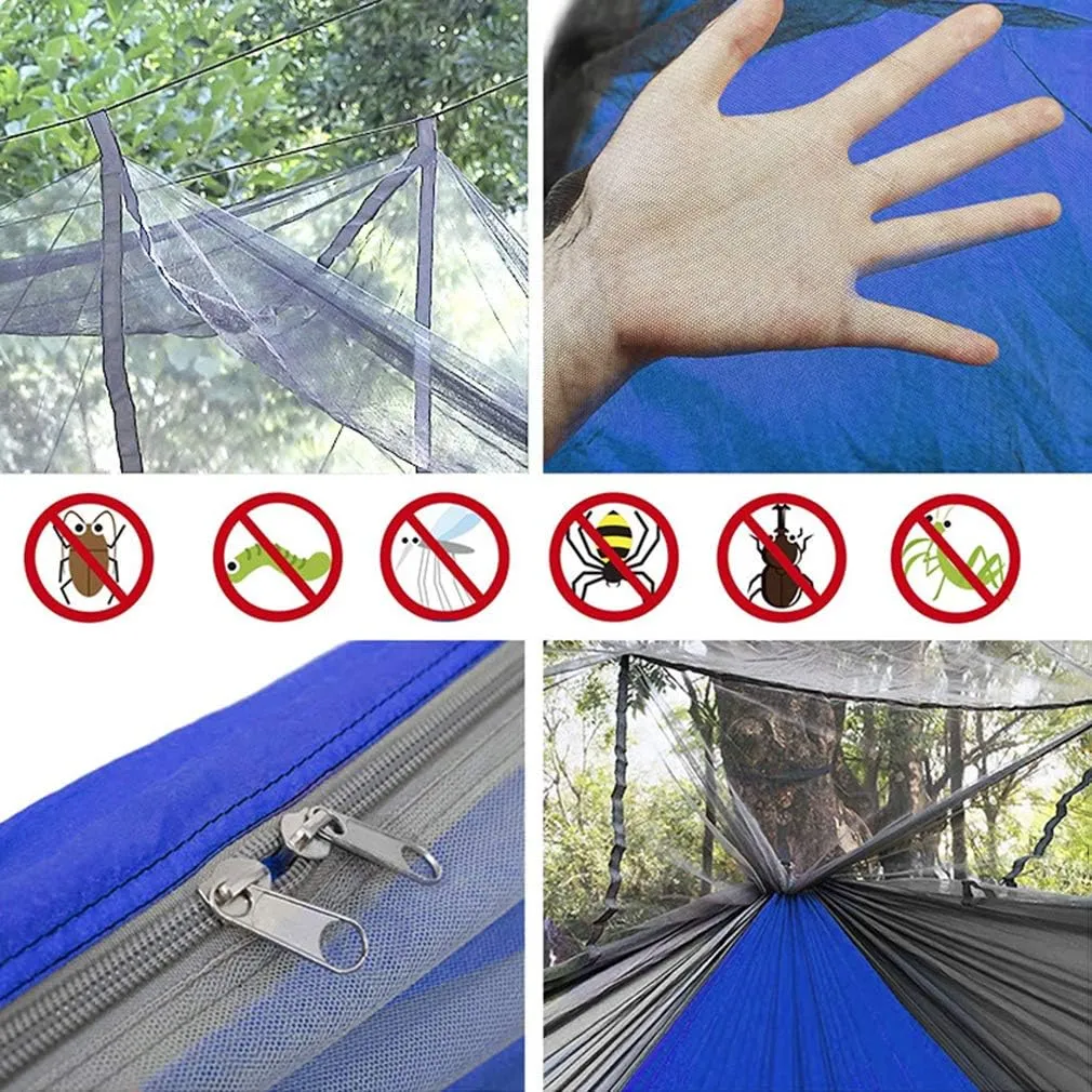 Outdoor Mosquito Net Hammock Tent with Waterproof Rain Fly Canopy Awning Set Hammock Portable Sleep Swing for Hiking Camping Survival Travel
