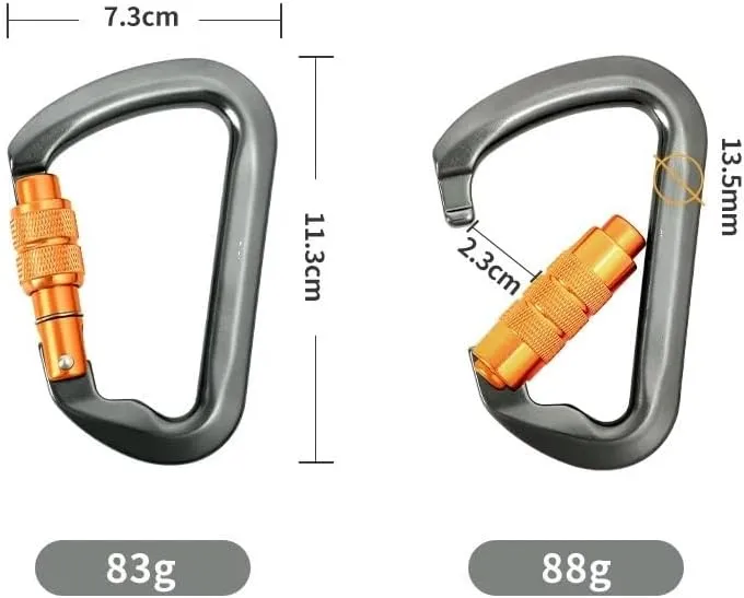 Outdoor Mountain Carabiner Equipment Aluminum Alloy Carabiner Carabiner(Screw Gray)