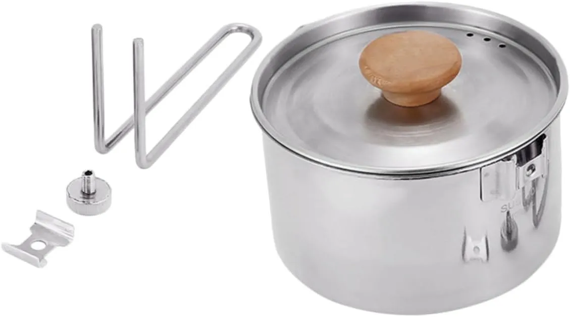 Outdoor Portable Stainless Steel Camping Cooker Detachable Noodles Pot Collapsible Kettle for Hiking Picnics and Outdoor Activities