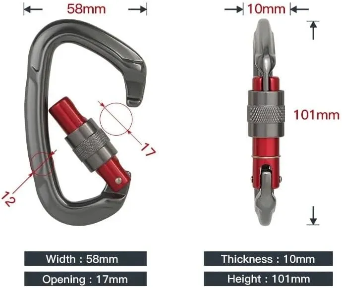 Outdoor Professional Carabiner Lock D-Shape Buckle for Keys Tools Equipment Carabiner