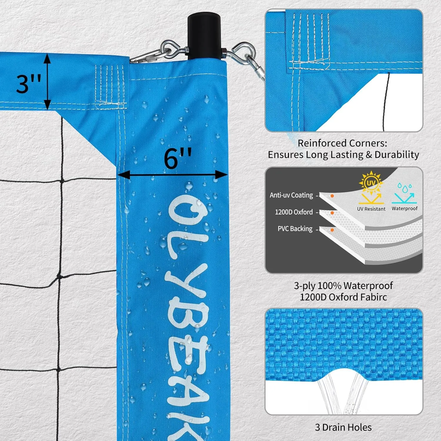 Outdoor Professional Volleyball Net Set for Backyard Beach with Heavy Duty Adjustable Aluminum Poles, Upgraded Anti-sag Net, PU Volleyball and Pump, Boundary Line, Large Carry Bag