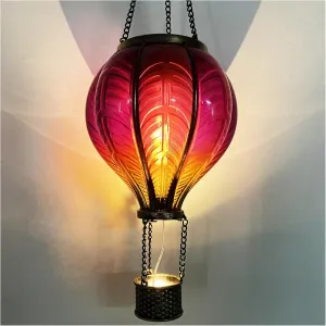 Outdoor Solar Lanterns Decorative Waterproof,Solar Hot Air Balloon Flickering Flame Hanging Garden Light,Outdoor Decorations for Patio,Solar Lamps,Yard Pathway Decor,Unique Gifts for Women,Pink…
