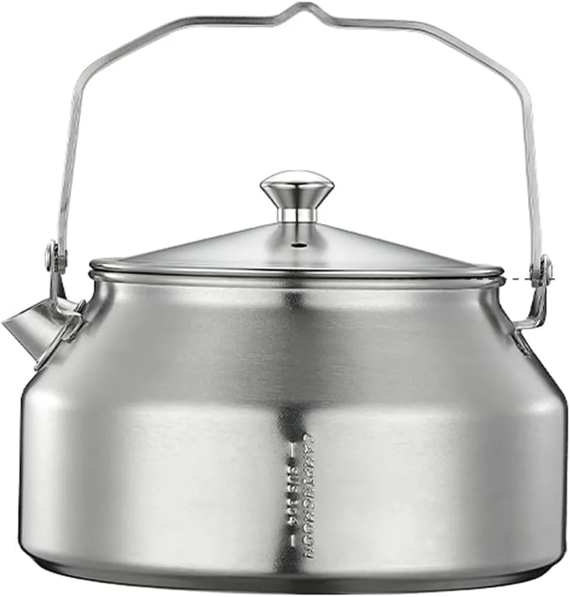 Outdoor Stainless Steel Kettle AntiScalding Handle Camping Coffee Kettle Portable Coffee Pot Picnic Cooker 1L Teapot Cooking Accessory/1688