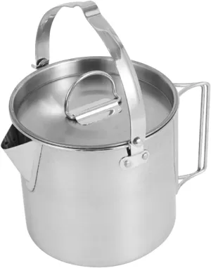 Outdoor Stainless Steel Tea Kettle Large Capacity Heating Kettle for Camping Hiking and Picnics Ergonomic Non Slip Handle Durable Boiling Water Pot for Tea Lovers