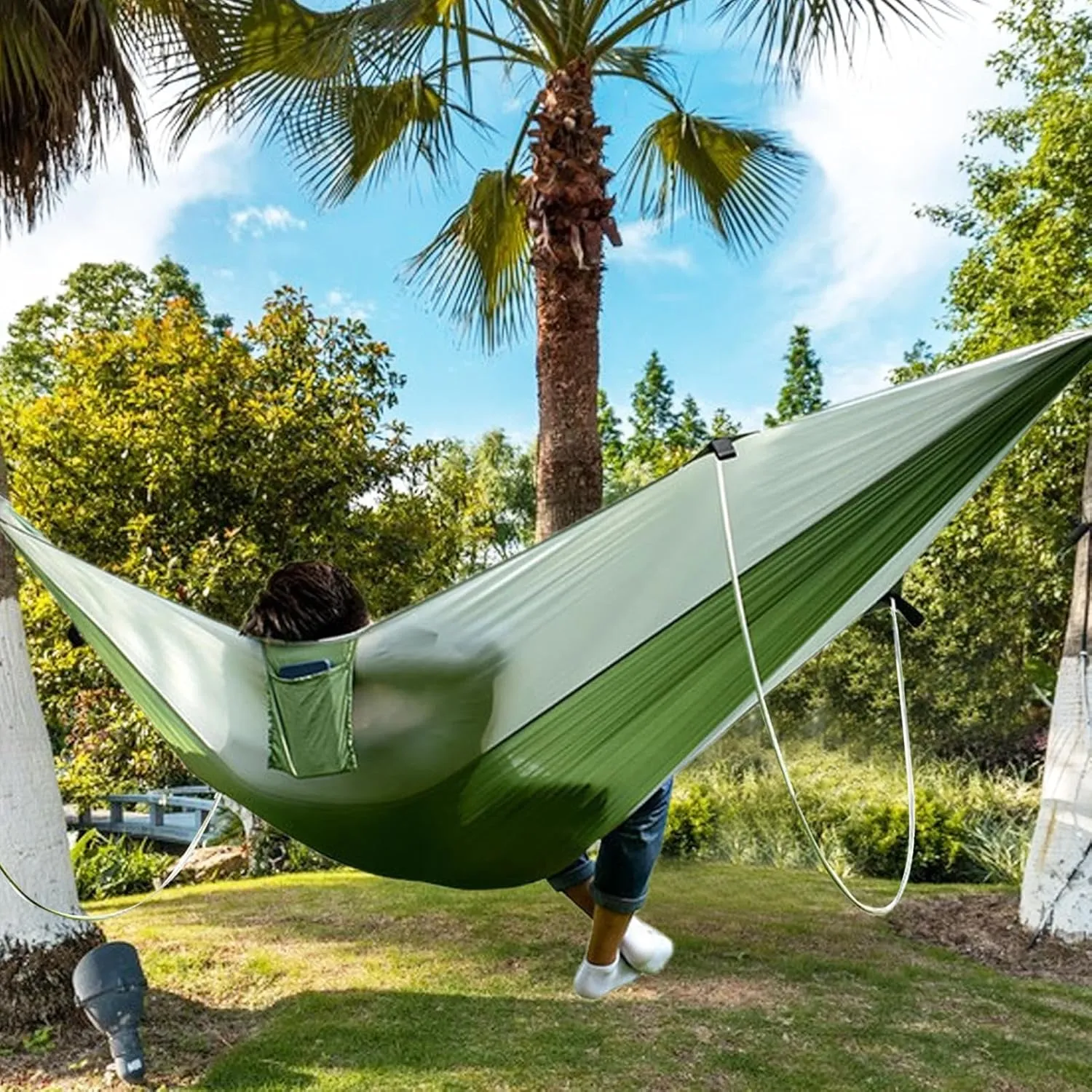 Outside Hammocks Adults - Hammocks Backyard, Camping Hammocks | Portable Families Parachute Hammock, Waterproof Nylon Lightweight Outdoor Supplies for Garden Yard Camping Beach Hiking Fishing BBQ