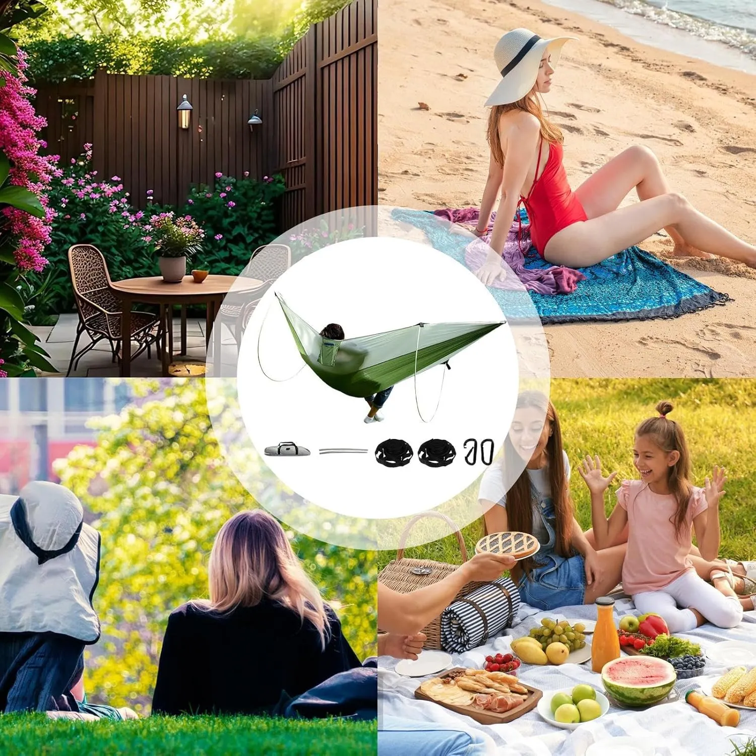 Outside Hammocks Adults - Hammocks Backyard, Camping Hammocks | Portable Families Parachute Hammock, Waterproof Nylon Lightweight Outdoor Supplies for Garden Yard Camping Beach Hiking Fishing BBQ